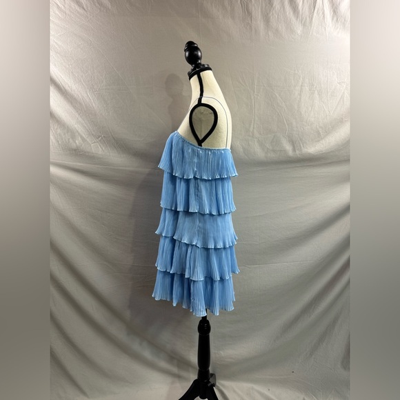 Boho Ruffle Tiered Mini Dress Blue - Picture 8 of 9